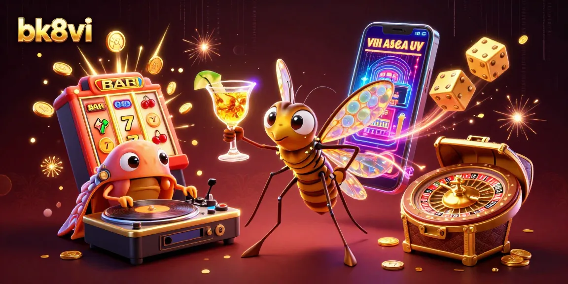 Engage with bk8vi's exciting online casino using vibrant characters and dynamic gaming elements.