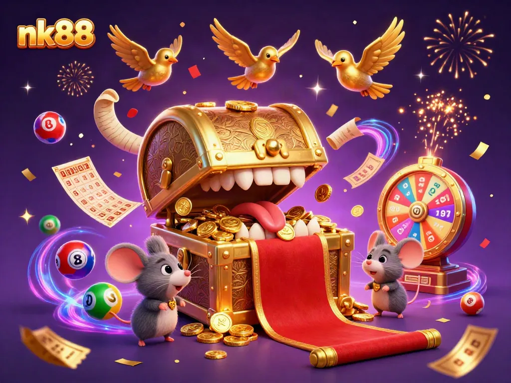 Engage in thrilling spins and winning moments at nk88 with colorful lottery balls, prize wheels, and golden rewards!