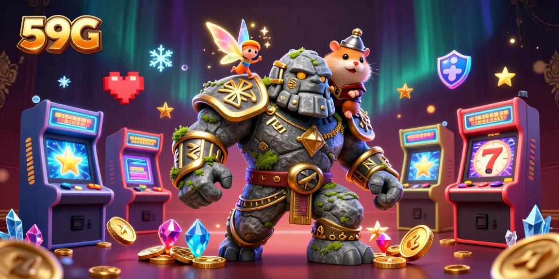 Engage with 59G's online slots and casino experience through vibrant 3D magical illustration