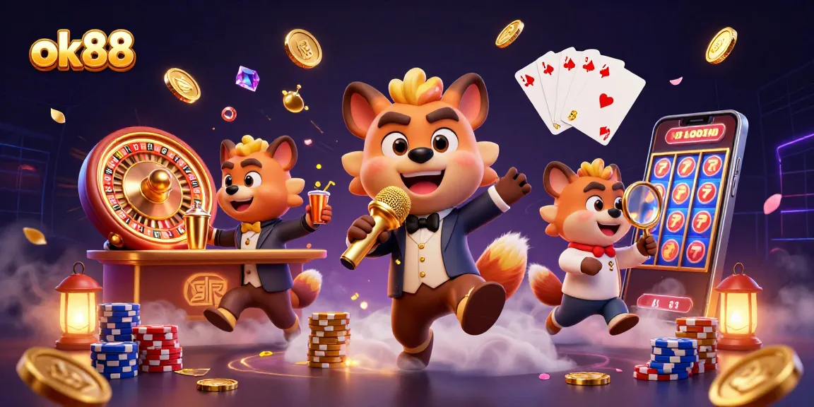 Experience the thrills at ok88's comedy casino club with lively hyena characters and exciting game elements.