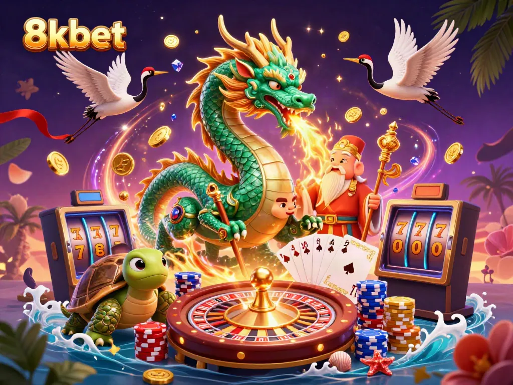 Experience the thrilling world of 8xbet with magical creatures and dynamic casino elements.