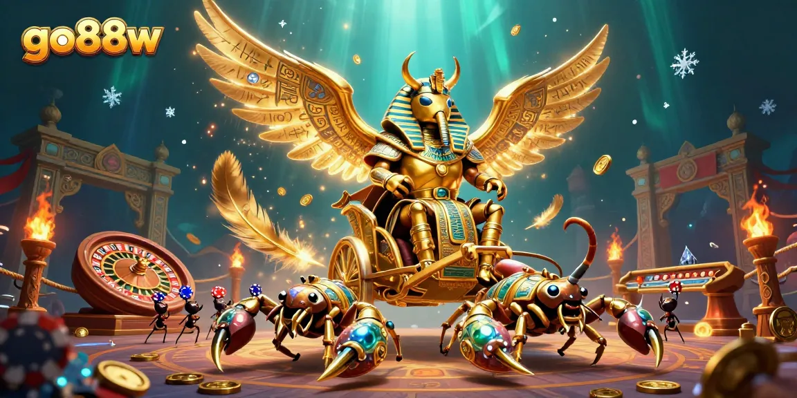 Experience vibrant gaming thrill at go88w with our dazzling casino scene featuring epic characters and elements.