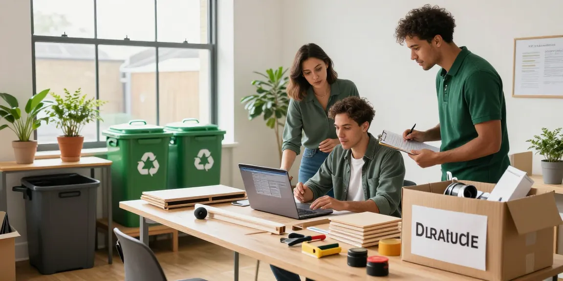 Efficient london house clearance team coordinating eco-friendly waste removal in a bright office setting.