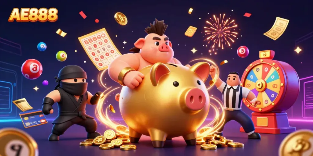 Experience the vibrant excitement at AE888 casino with dynamic characters and lively symbols