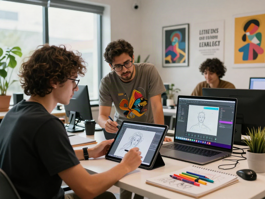 Creative digital content studio collaborating on nsfw ai projects