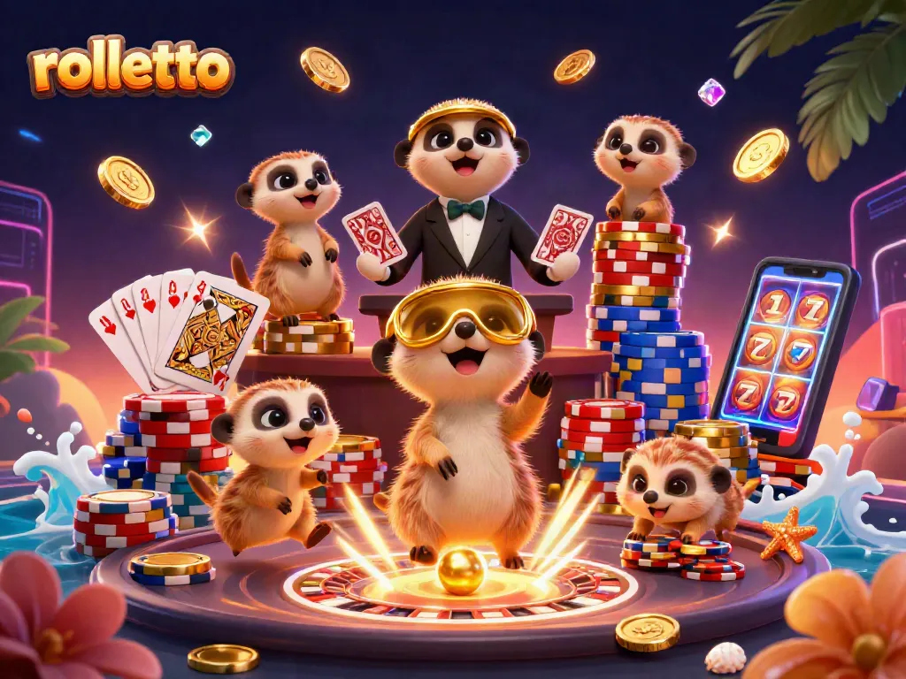 Experience the excitement at Rolletto with meerkats engaging in casino fun!