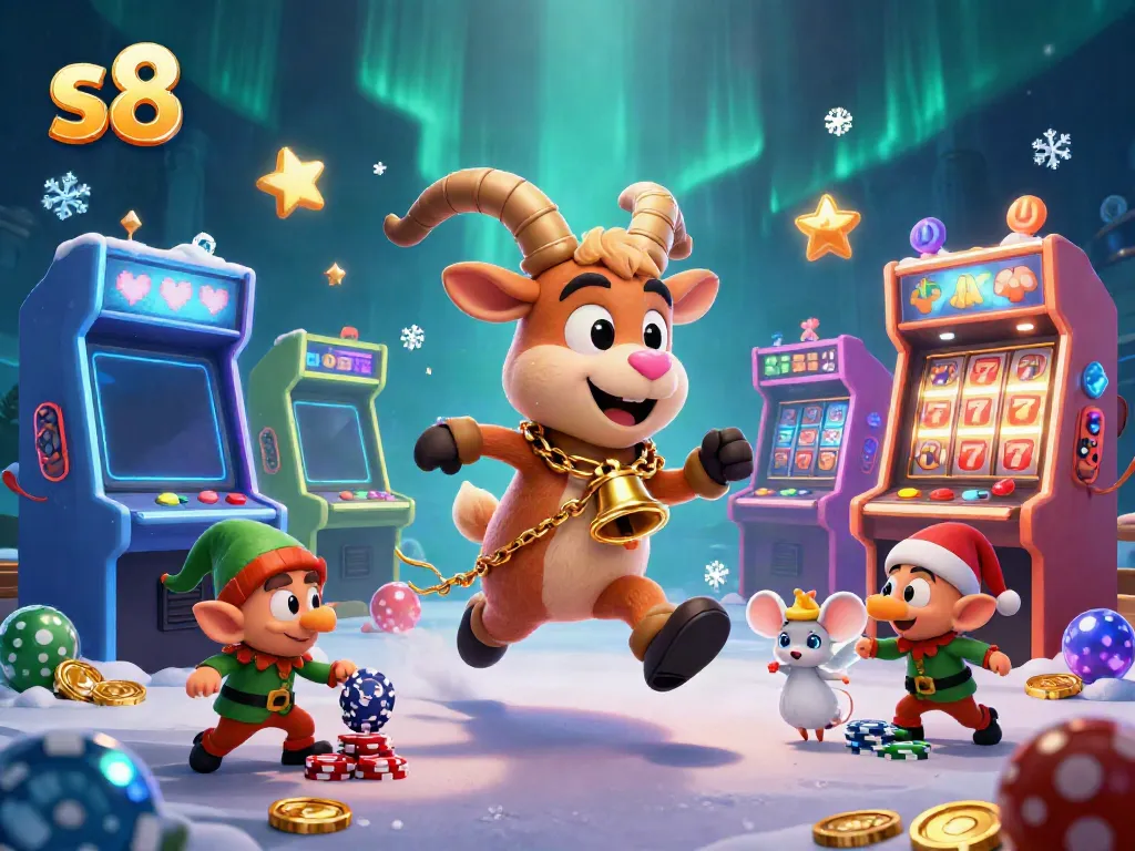Experience the excitement of s8's casino with playful characters and vibrant gaming elements.