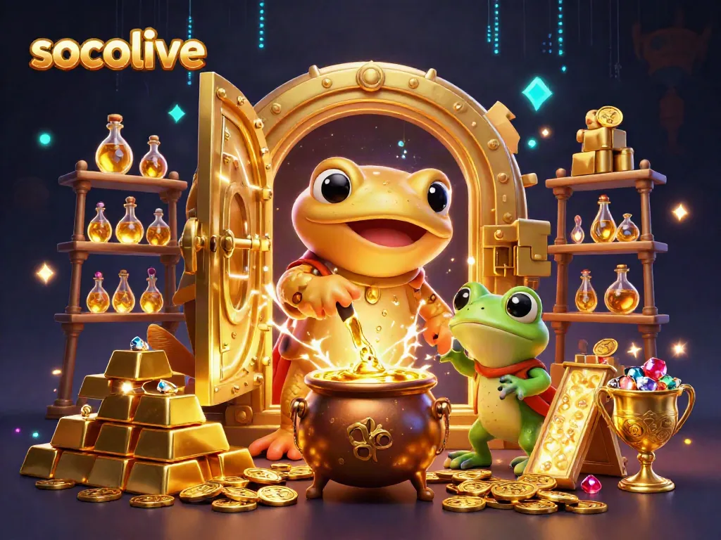 Socolive showcases a magical alchemy scene transforming base metals into gold, enhancing online gambling excitement.
