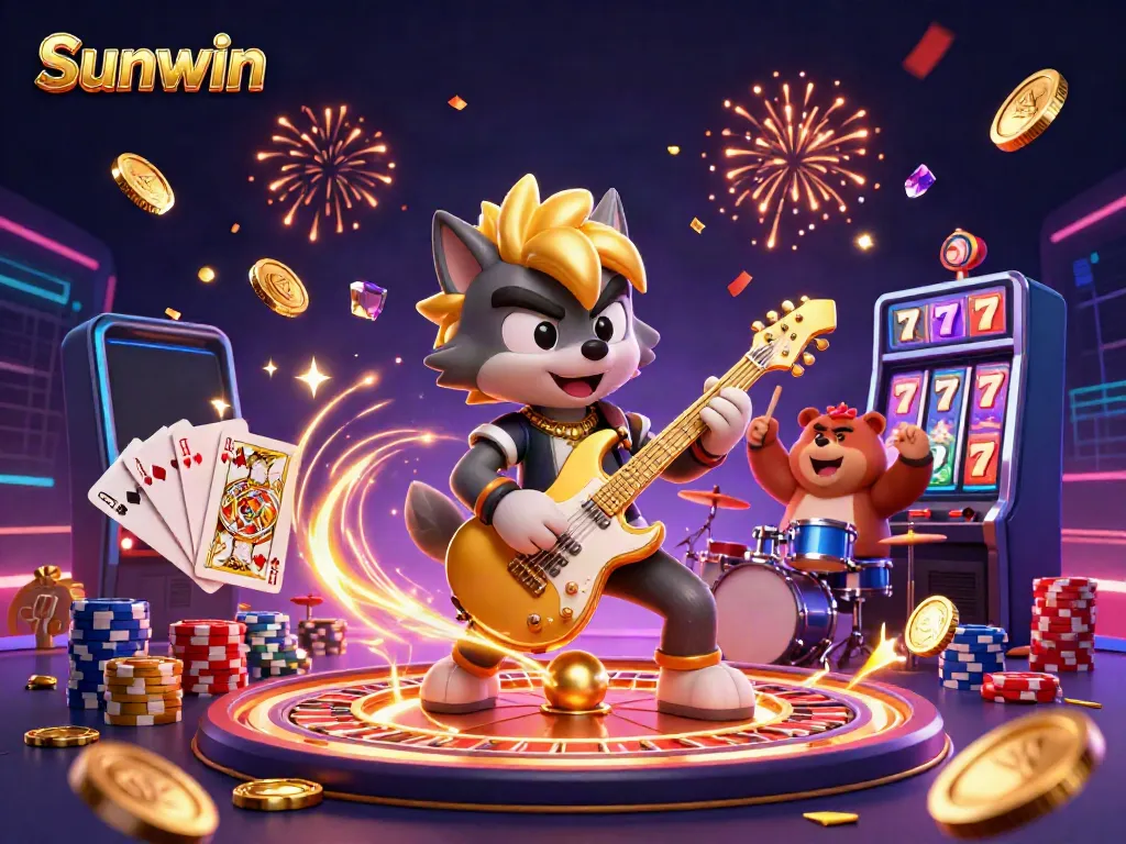 Experience thrilling gameplay at Sunwin with a captivating casino scene featuring dynamic characters and vibrant elements.