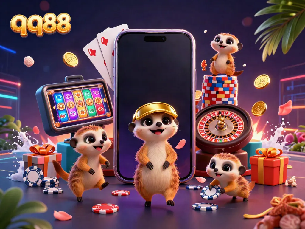 Experience the lively casino scene as qq88 meerkats manage games and sneak chips.