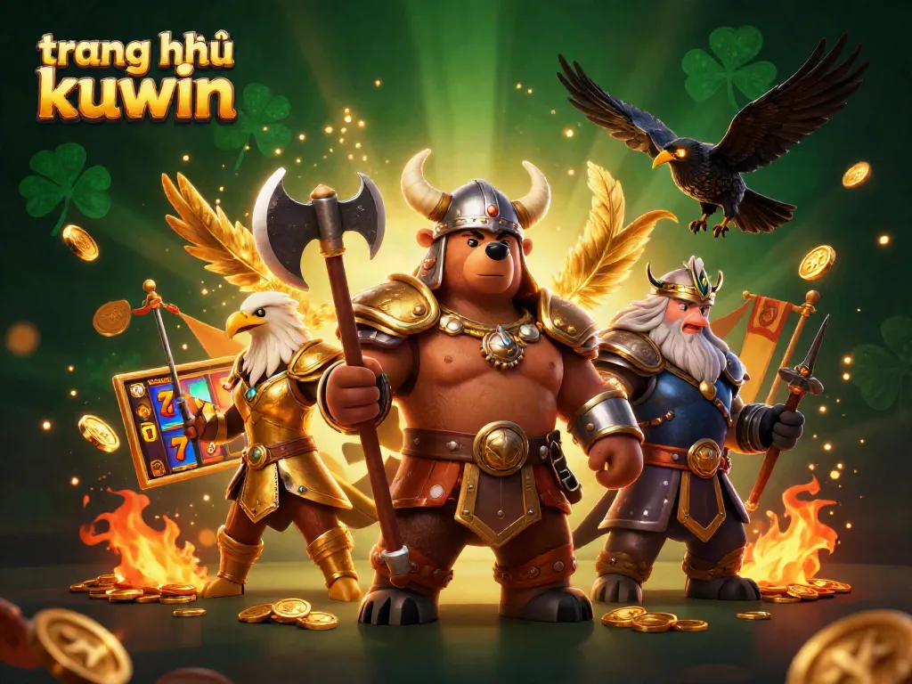 Engage with the dynamic action on trang chủ kuwin featuring Viking bear and Valkyrie in a casino showdown.