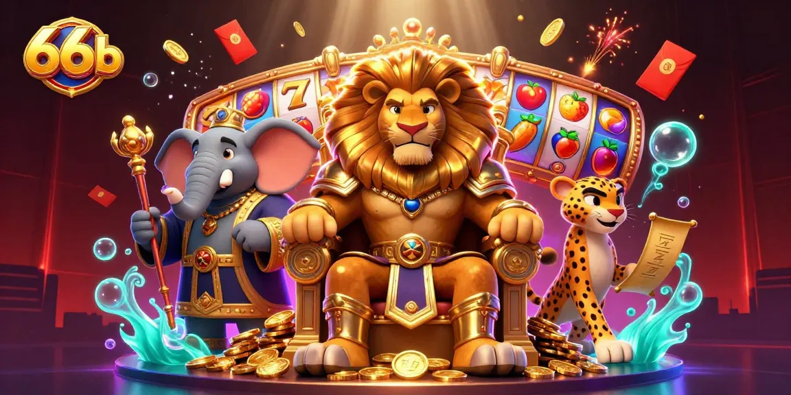 Engage with thrilling 66b casino gaming featuring bold characters and colorful slot elements.