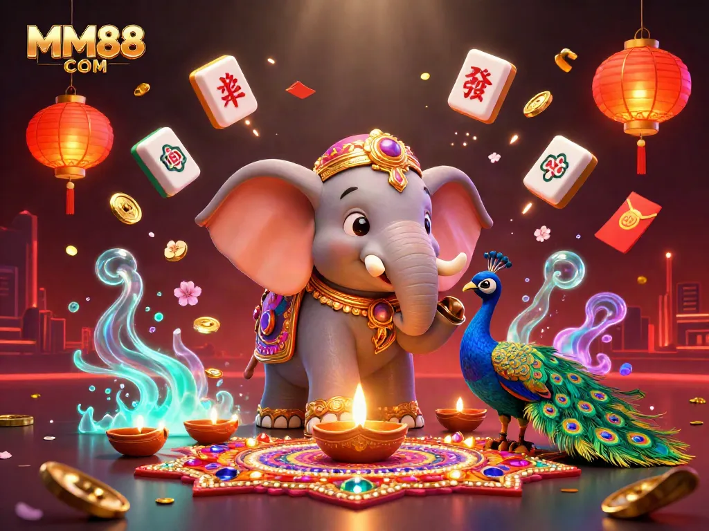 Win big at MM88 COM with this vibrant illustration featuring an enchanting gambling scene.