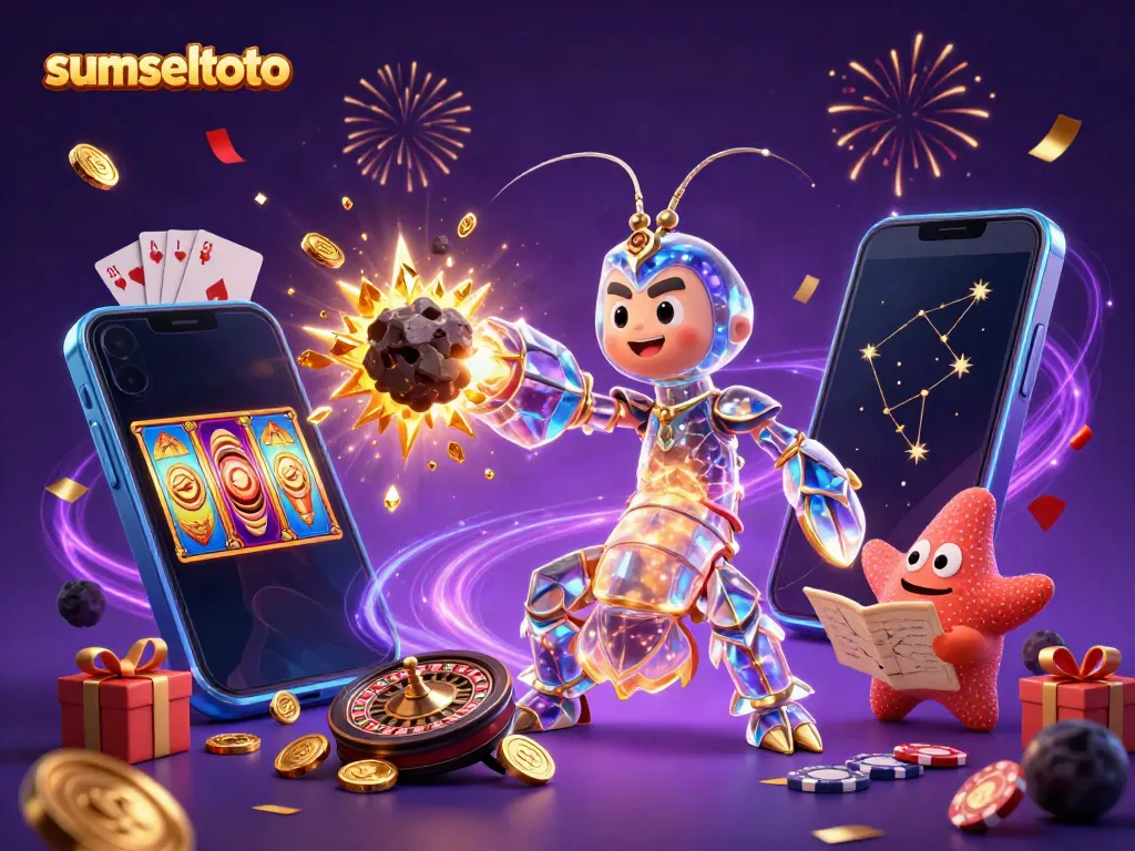 Experience the thrilling excitement of sumseltoto gambling with vibrant 3D characters and casino elements.