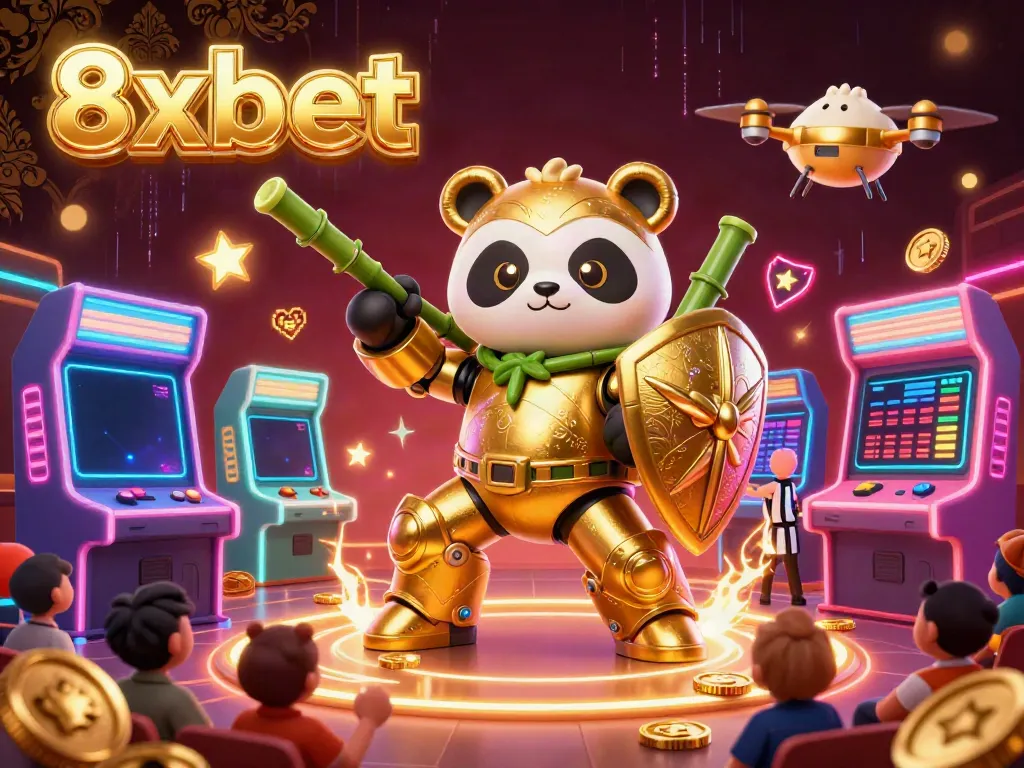 Experience thrilling adventures in 8xbet with a vibrant 3D illustration showcasing gaming elements and lively characters.