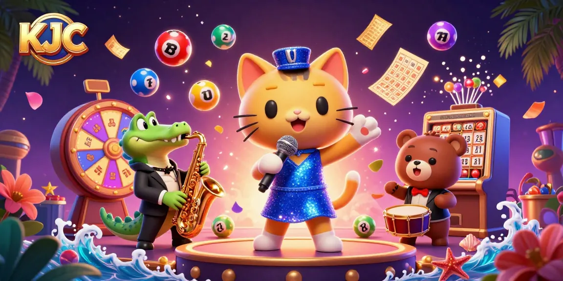 KJC transforms gameplay with vibrant 3D characters in a dynamic casino scene featuring lottery and bingo elements.